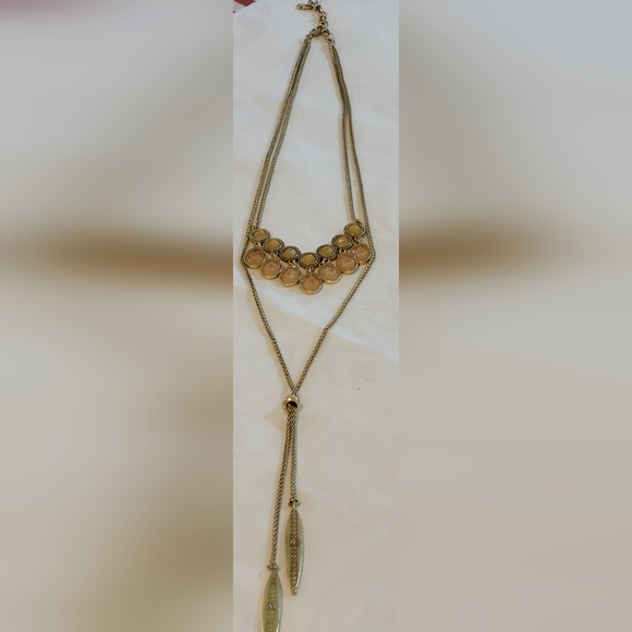 Lucky Brand Vintage Yellow Two Strand Necklace - Lariat and Statement - Picture 12 of 16